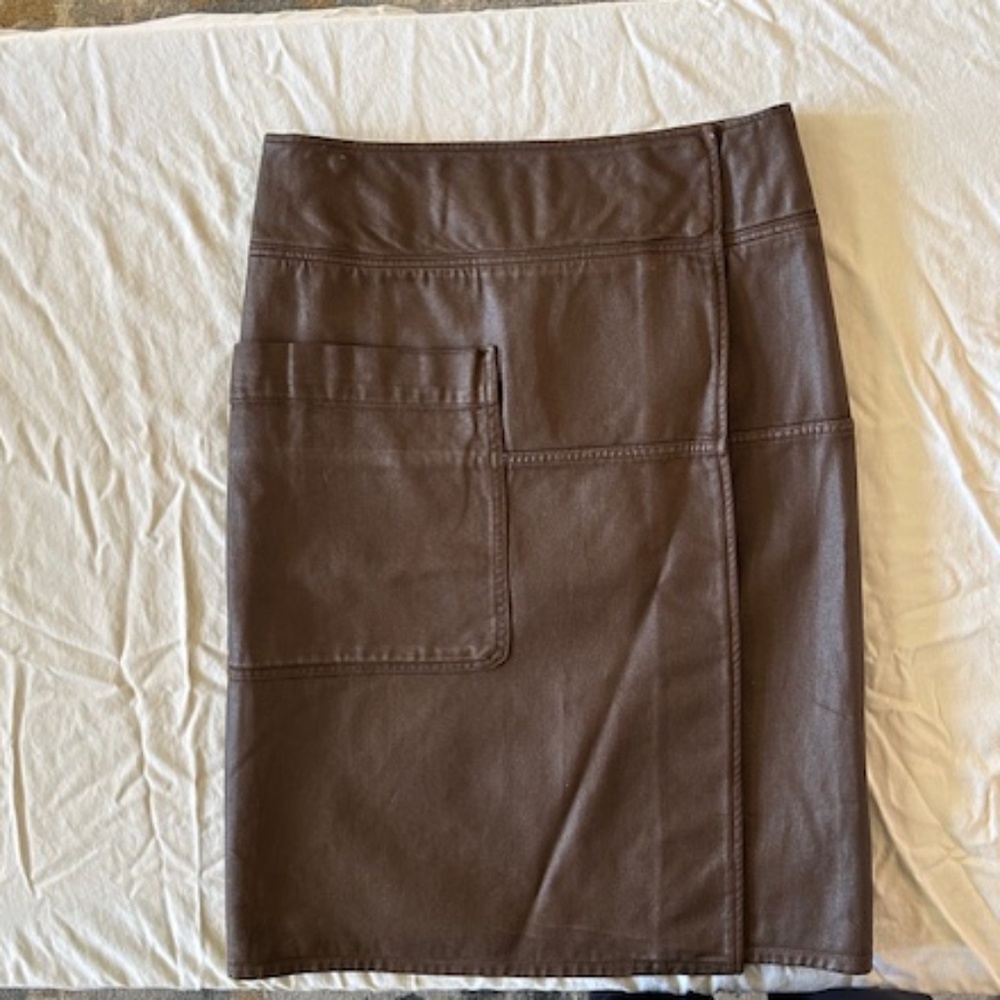 Lemaire coated canvas apron skirt, medium brown, EU Size 40